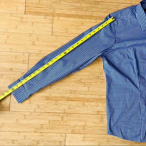 ICO Long Sleeve Blue/White Gingham Button Up Top Shirt - Picture 9 of 10
